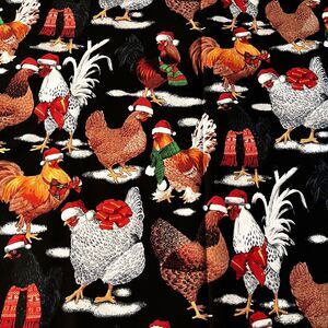 Rooster Chicken Holiday Print Cotton Fabric 2 Yards x 44" Fabric Traditions